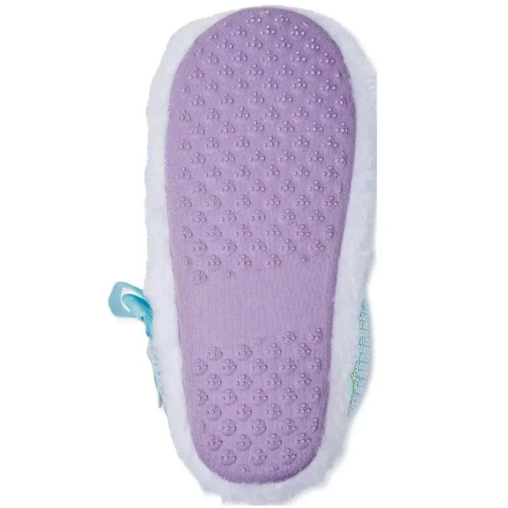 DISNEY PRINCESS FROZEN ELSA ANNA Sequin Slippers TODDLER GIRLS SIZE 7-8 NEW